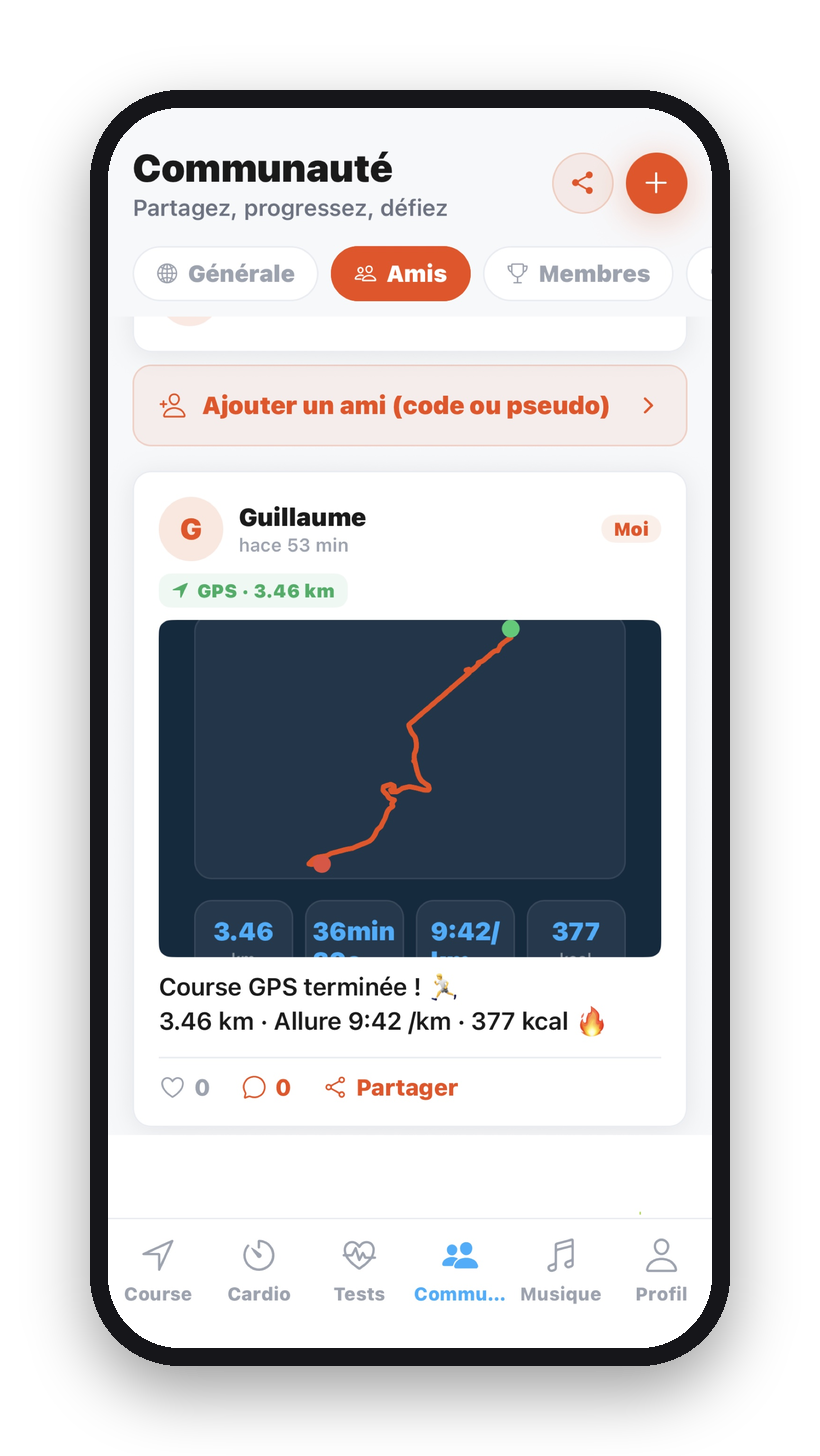 Fil de la Communauté avec un tracé GPS partagé